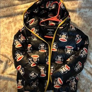 Paul Frank Kids Black Puffer Jacket with Monkey Print